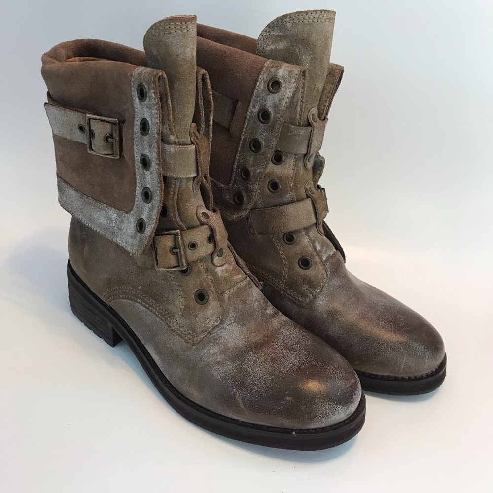 Distressed Leather Boots Green by kensie